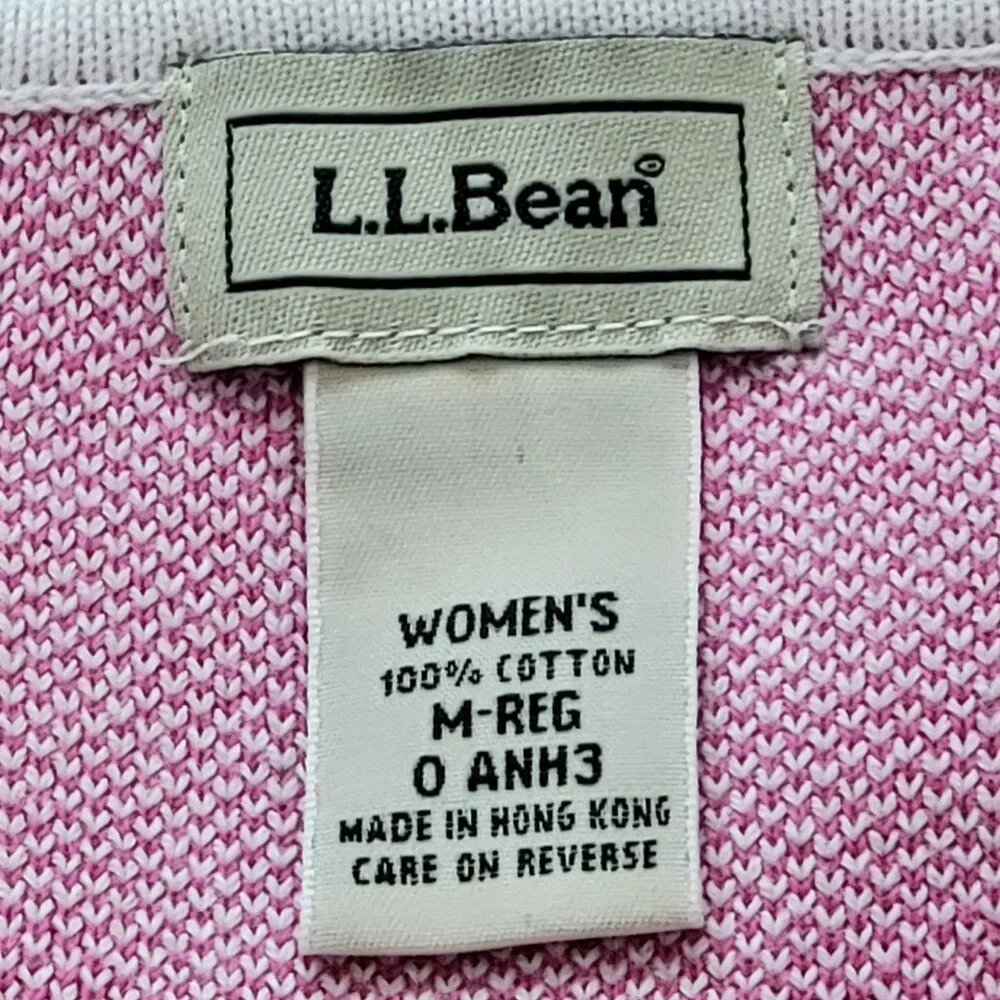 Women's L.L. Bean Pink 100% Cotton Fair Isle Full Zip Sweater - M - Picture 9 of 9